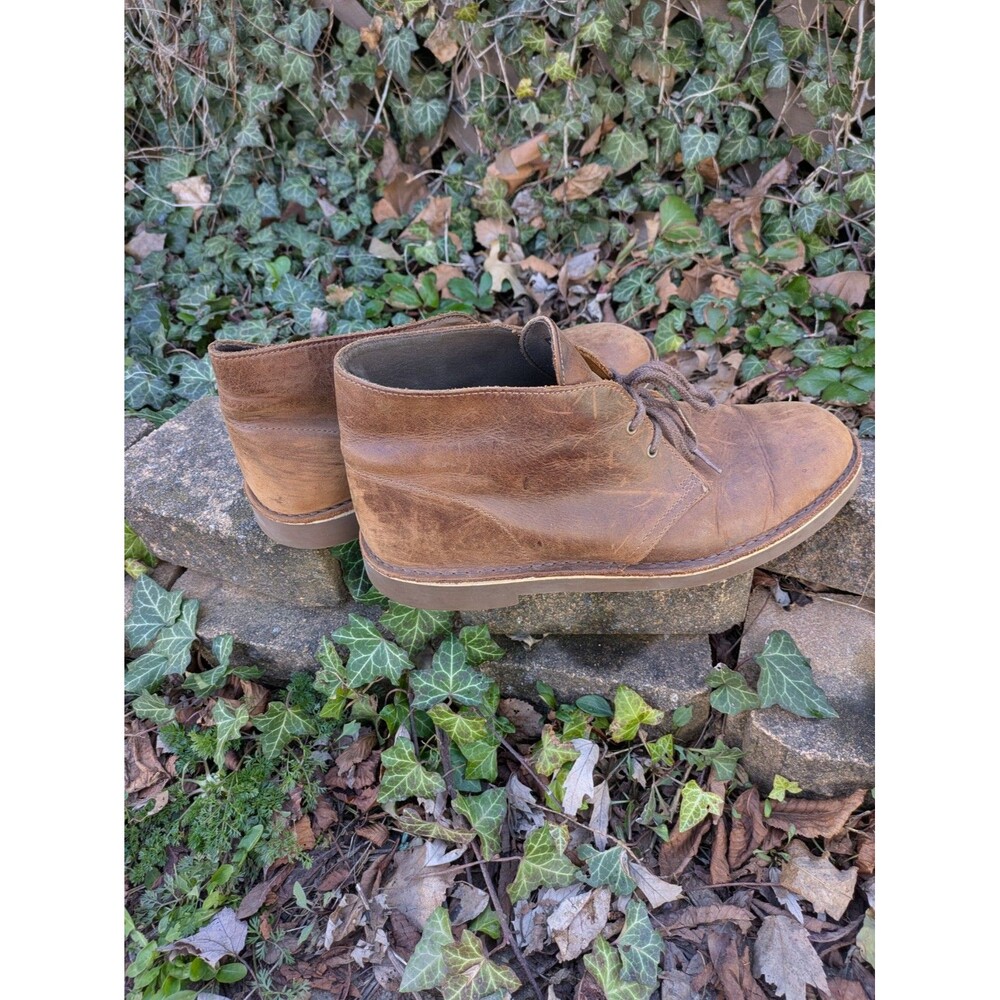 Clarks Desert Boots Bushacre Leather Chukka Boots Brown Sz 11, EU 44.5, UK 10